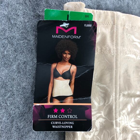 NEW MaidenForm Womens Waist Shapewear Large 12-14 Beige Slimming Tummy Solution - Picture 3 of 11